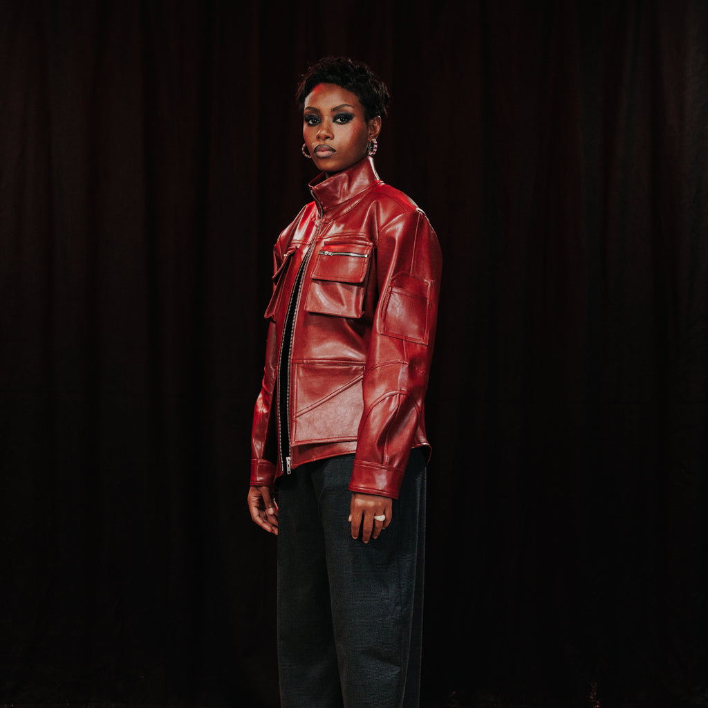 Veste structurée en similicuir